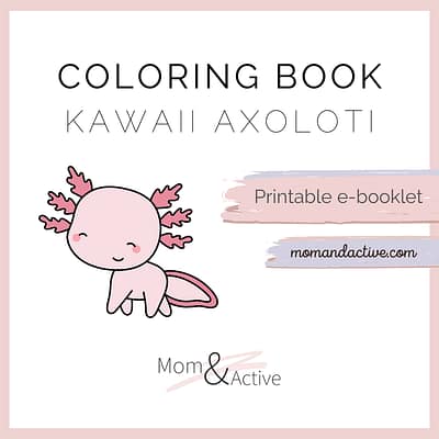 Kawaii Axoloti Printable Coloring Book