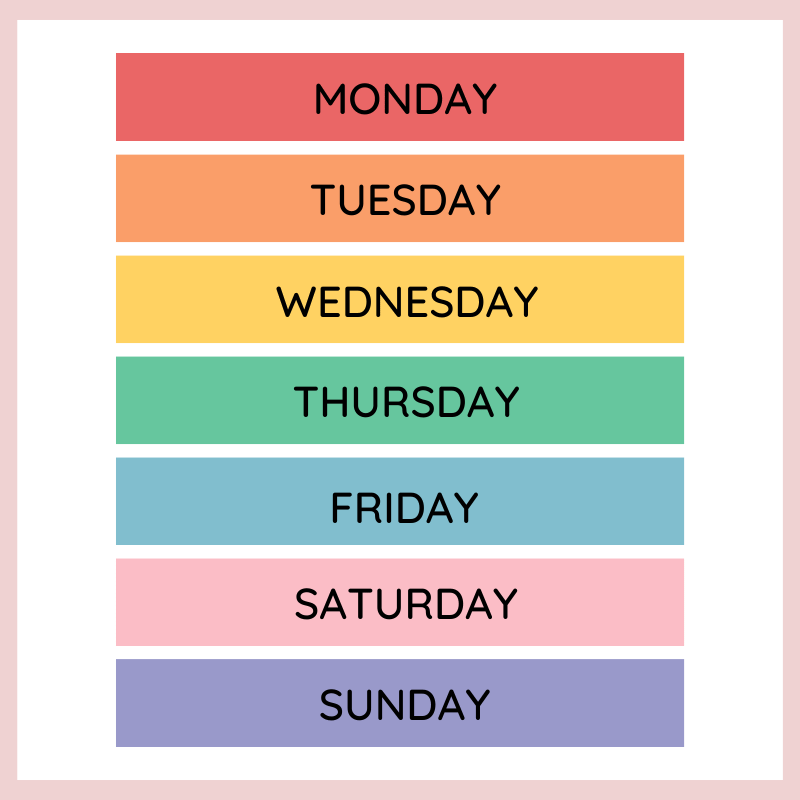 📘Printable Days of the Week Chart Mom & Active